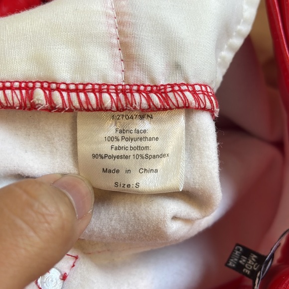 Fashion Nova Red Vinyl Pants Women                                      X16-55 - Picture 6 of 6